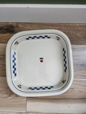 Vintage Hartstone Pottery Windowpane Apple Square Baking Dish 13" USA